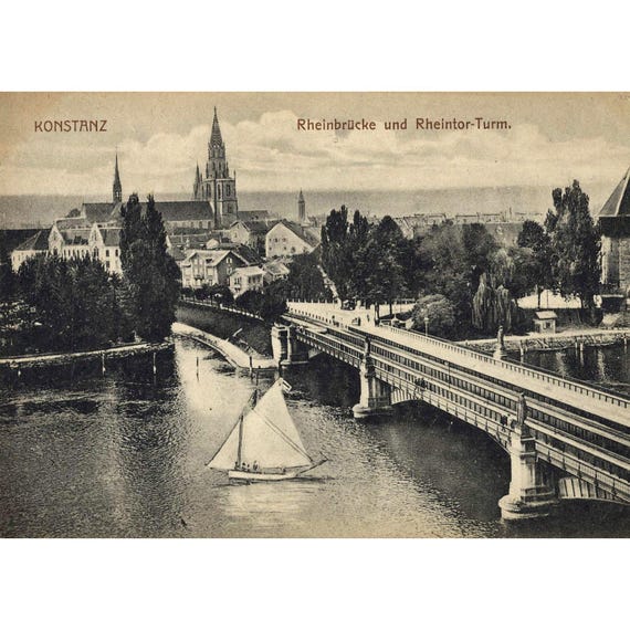 Postcard. Konstanz Rhine Bridge