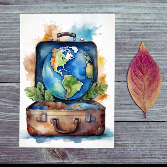 Postcard / Have a nice trip / World trip / Postcard 'World trip: Earth in a suitcase / An invitation to discover the world