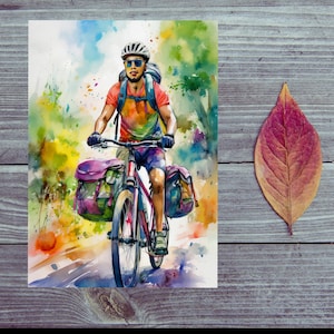 Carte postale / Bon voyage / À vélo / Cartes postales uniques pour balades à vélo /
