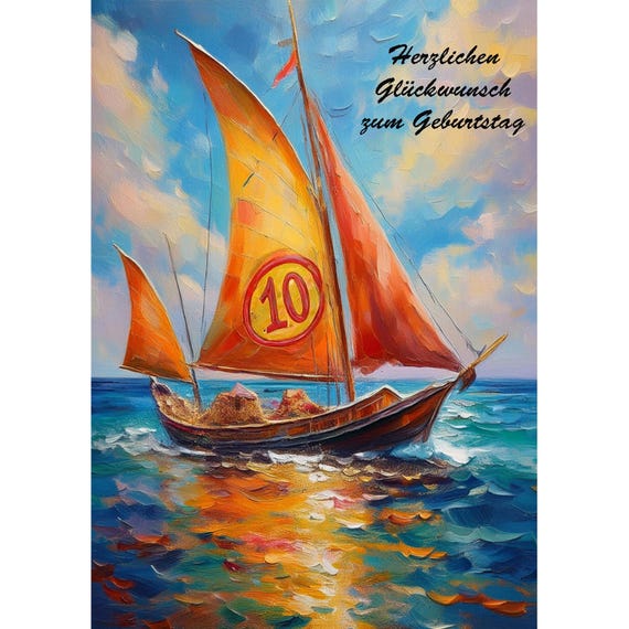 Postcard. Birthday card for the 10th year