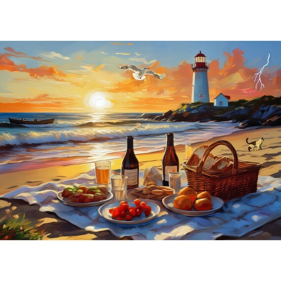 Postcard picnic on the beach
