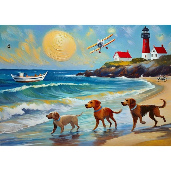 Postcard dogs on the beach