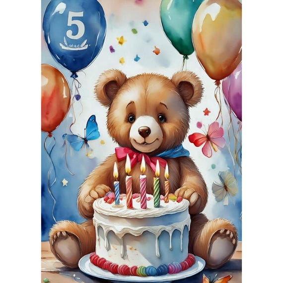 Postcard. Birthday card for the 5th birthday