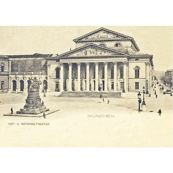 Retro postcard / Munich / Court and national theater