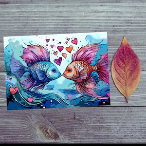 Postkarte. Liebe Fische – Einzigartige Postkarten für besondere Momente