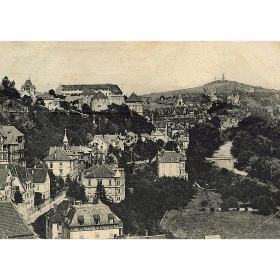 Postcard. Tübingen city view from the west around 1913
