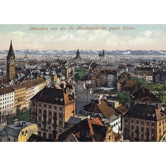 Postcard. Munich cityscape