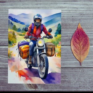 Postkarte / Gute Reise / Mit dem Motorrad / Exklusive Motorrad Reisepostkarte