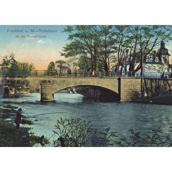 Postcard. Frankfurt am Main Rödelheim Niddabrücke