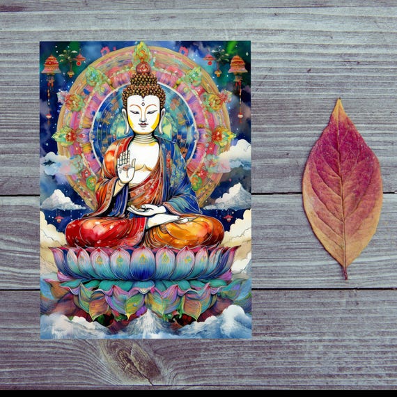 Postcard. Buddha (3) / Thoughtful Buddha postcard / A journey to inner peace