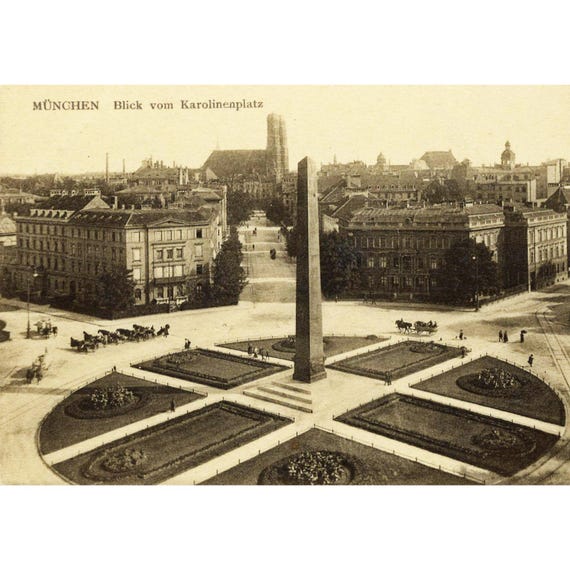 Retro postcard / Munich / View from Karolinenplatz