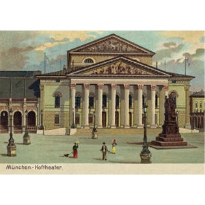 Cartolina retrò / Monaco di Baviera / Corte e teatro nazionale / intorno al 1901