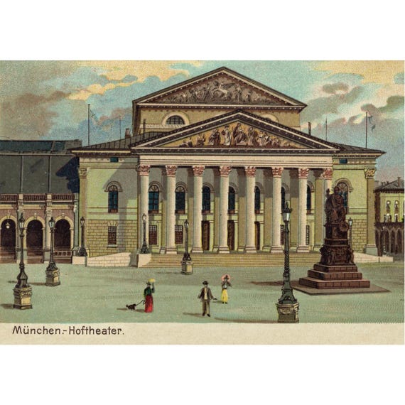 Retro postcard / Munich / Court and national theater / around 1901