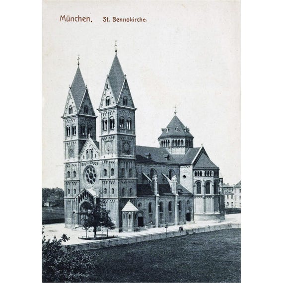 Retro postcard / Munich / St. Benno Church