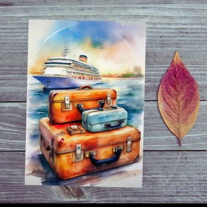 Carte postale / Bon voyage / Avec le bateau de croisière