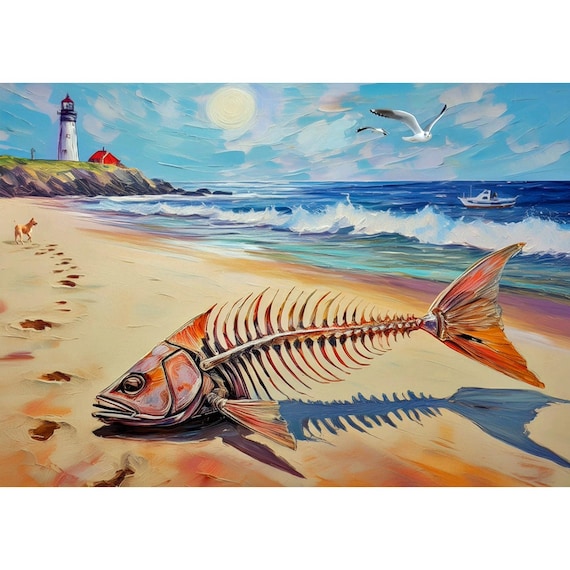 Postcard Dead Fish on the Beach