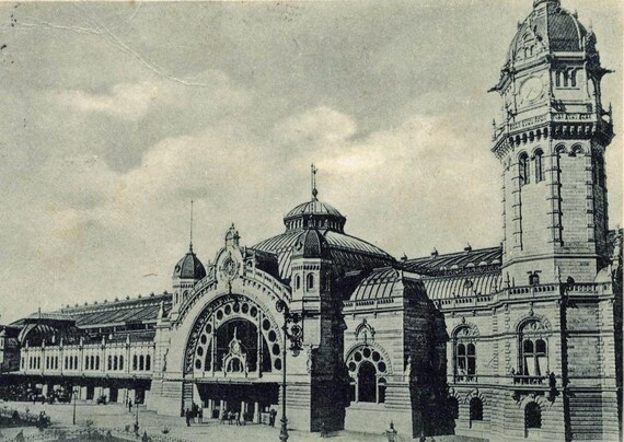 Postcard. Cologne train station around 1899