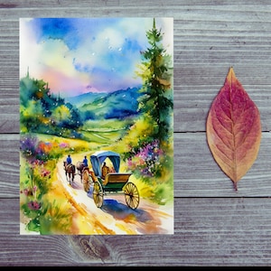 Carte postale / Bon voyage / En calèche
