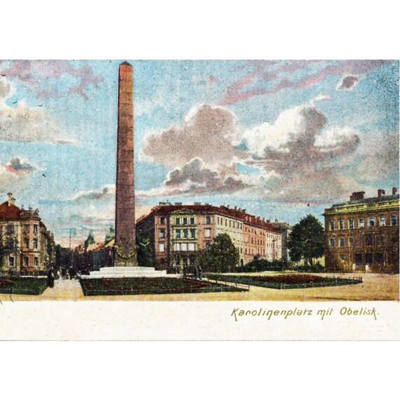 Retro postcard / Munich / Karolinenplatz with obelisk / around 1907