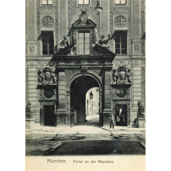 Retro postcard / Munich / Portal at the Residenz