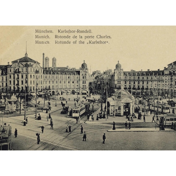 Postcard. Munich Karlstorrondell