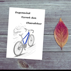 Carte postale / Vélo / Le vent de face façonne le personnage