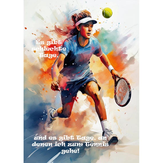 Postcard. Funny saying bad day tennis