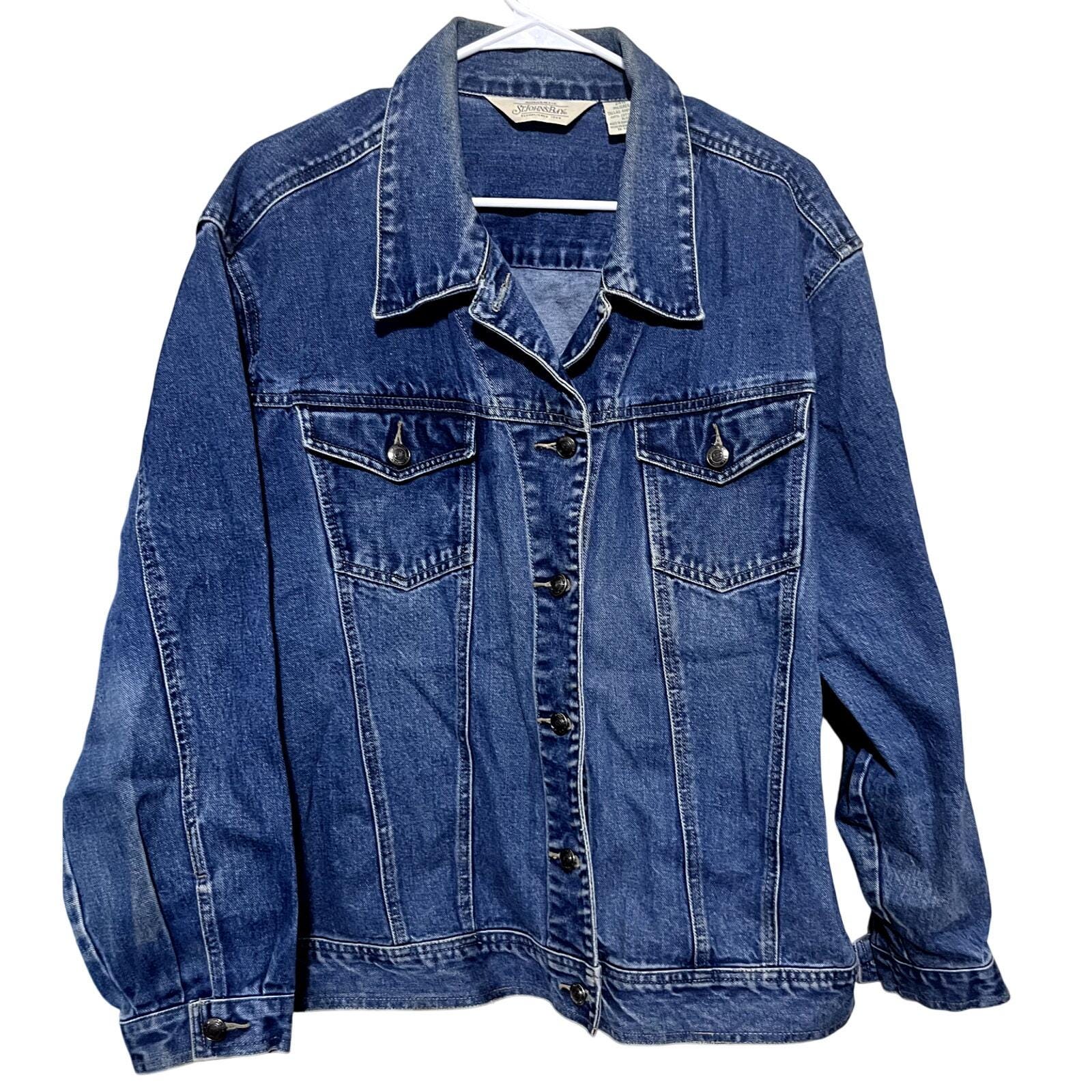 Vintage St Johns Bay Jacket Womens 24W Plus Blue Denim Jean