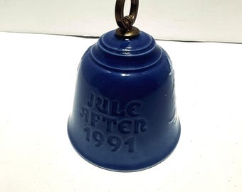 Adorno navideño de campana azul de Bing & Gondahl Jule After Annual 1991, Copenhague, Dinamarca
