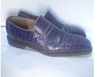 Mocassins Giorgio Brutini pour homme, pointure 45, en cuir violet façon croco.