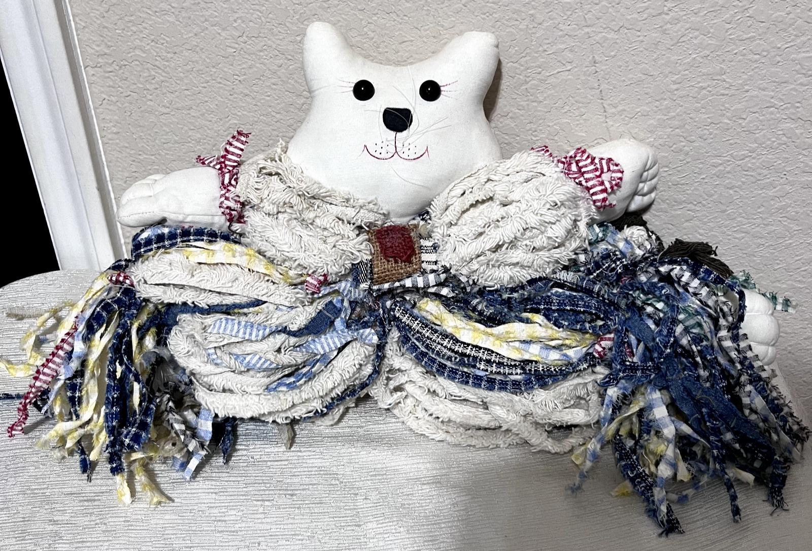 Rag Mop Cat Plush Draft Dodger shaggy raggedy folk art Farmhouse Primitive kitty