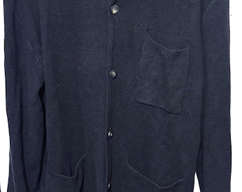 Vintage Basco Sportswear Sweater Mens M Black Cardigan Cotton blend grandpa 90s