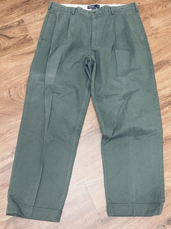Polo Ralph Lauren Hammond Pants Chino VTG 90s Pleated Cuffed 38x30