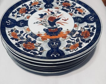 HEYGILL Flower Garden Plate Japan 10" dinner decorative gold rim Single