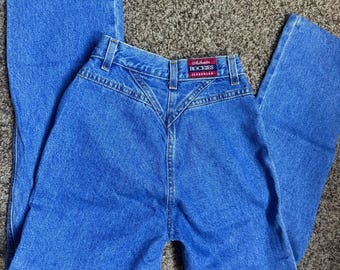 VTG Womens Rockies Western Jeans blau Größe 1/2 24"hoch taillierte Cowgirl Bareback