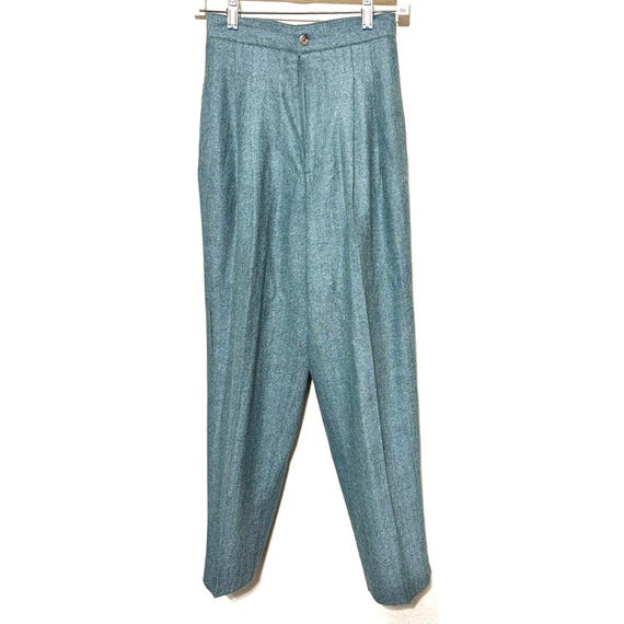 Vintage All Week Long Wool Dress Pants Womens 4P Green Herringbone Pleated  - Etsy