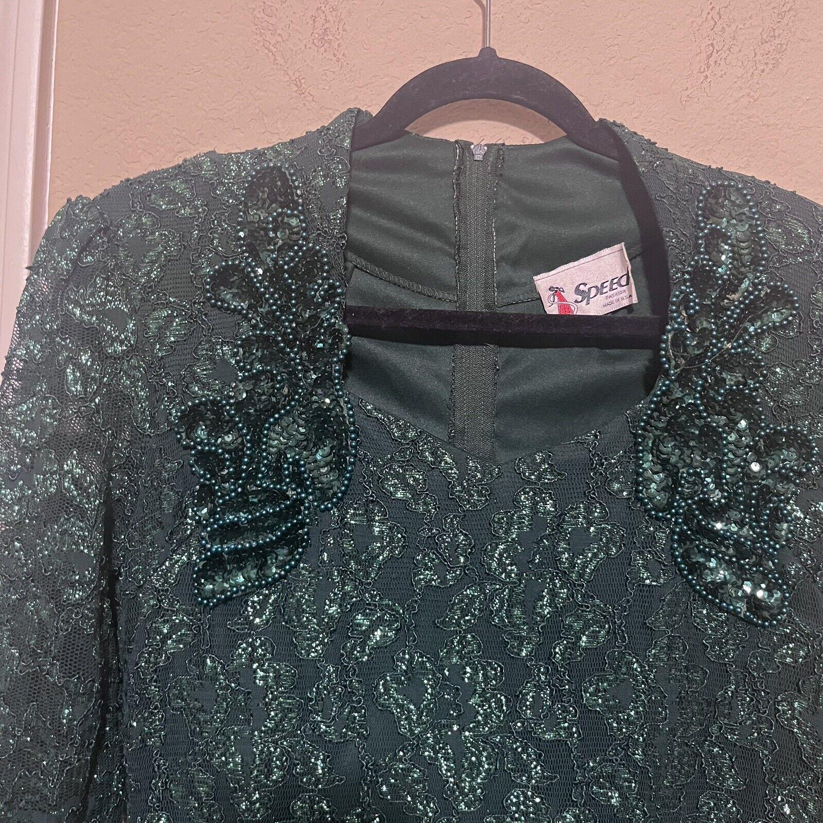 Vintage Luxe Mod Go Go Beaded Fringe Cocktail Evening Top - Deco Green main image 0