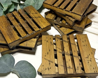 Pallet Coasters, Distressed Pallets, Used Pallets, Dark Wood Pallet Coaster