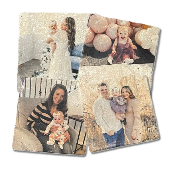 Picture Coasters, Premium Natural Stone Coasters, Photo Coasters, Anniversary Gift, Wedding Gift, Engagement Gift, Fathers Day, Mothers Day