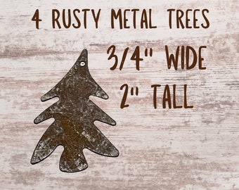 4 Rusty Metal Trees, primitive tree, rusty art, tree decor, metal tree ornament, diy craft supply
