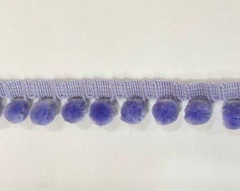 1 1/8” Purple Pom Pom Ball Trim - 1 7/8 yd. remnant