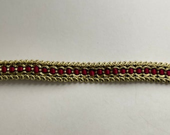 Metallic Gold, Red and Black Gimp - 3 yd. remnant