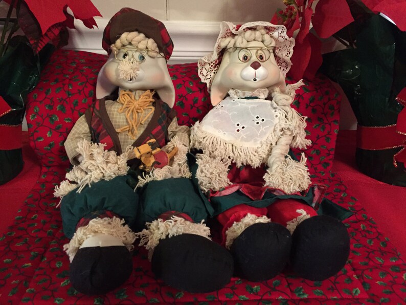 House of Lloyd Christmas Rabbits With Porcelain Faces and Etsy