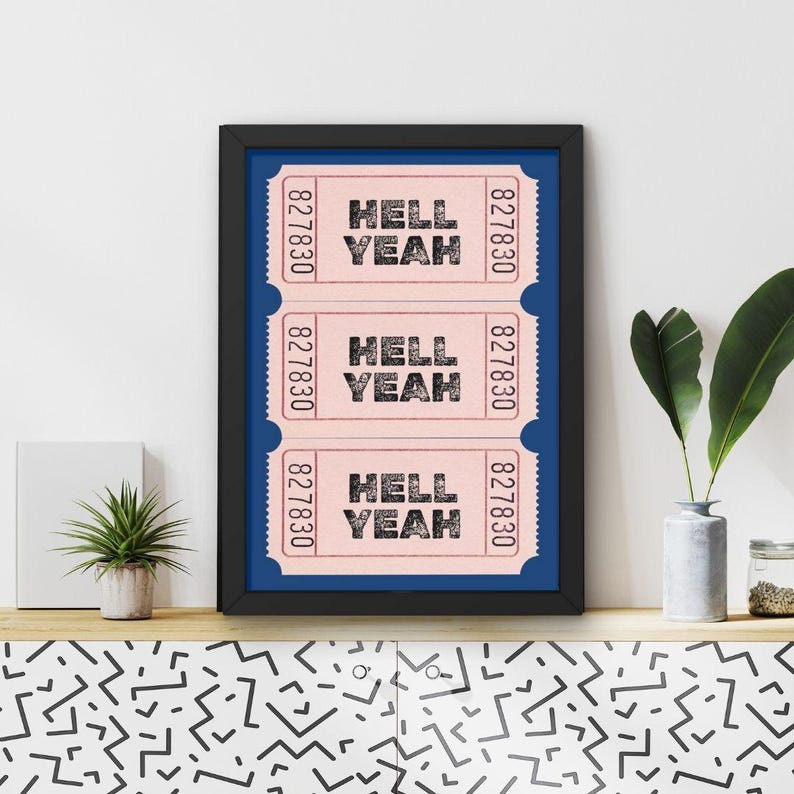 Retro Pink Raffle Tickets 'hell Yeah' Printable Digital Download ...