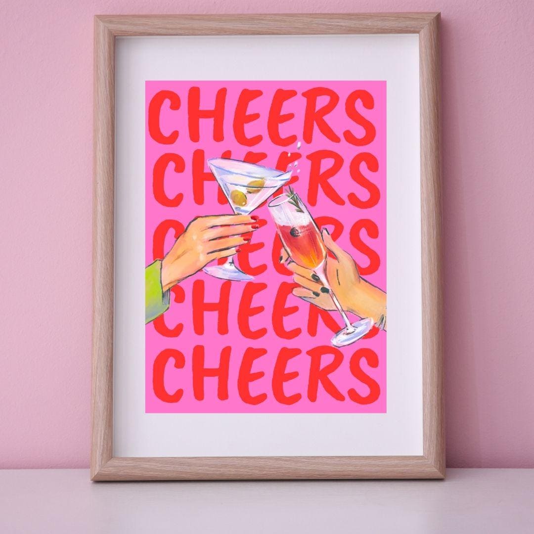 Colorful Cheers Wall Art – Fun Printable Martini & Champagne ...