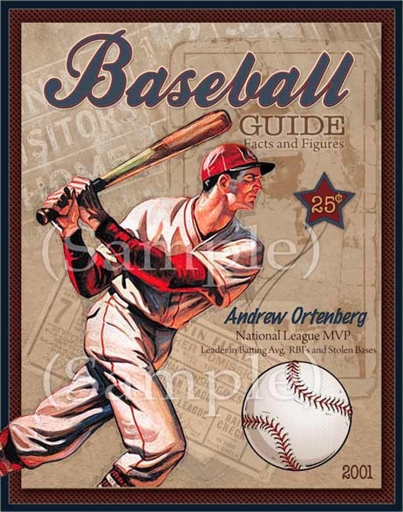 Items similar to Vintage looking Baseball Art - Uniquely Personalized