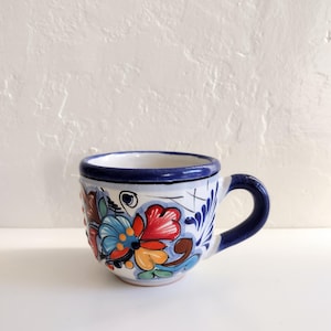Colorful floral Mexican Talavera pottery ceramic mug