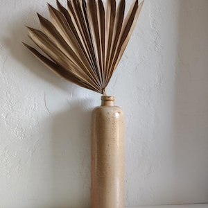 Vintage stoneware earthy slender bottle vase