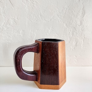 Vintage two-toned wooden tankard mug