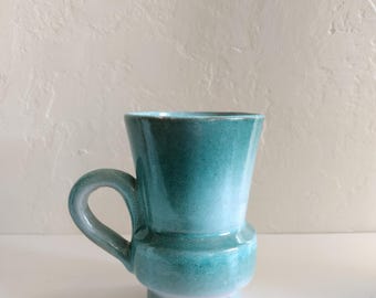 Cerulean teal studio pottery ceramic sculptural mug